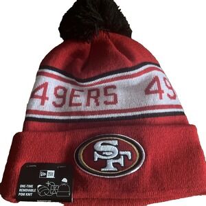 San Francisco 49ers Niners Knit Winter Hat Beanie New Era Cap Pom Fleece Red NWT